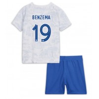 Dres Francúzsko Karim Benzema #19 Preč pre deti MS 2022 Krátky Rukáv (+ trenírky)